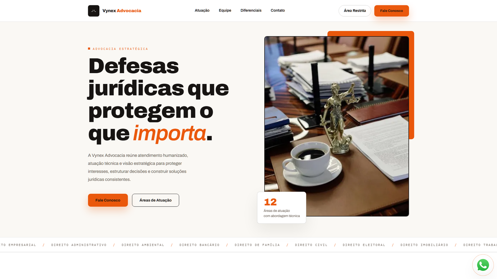 Landing page do sistema de advocacia