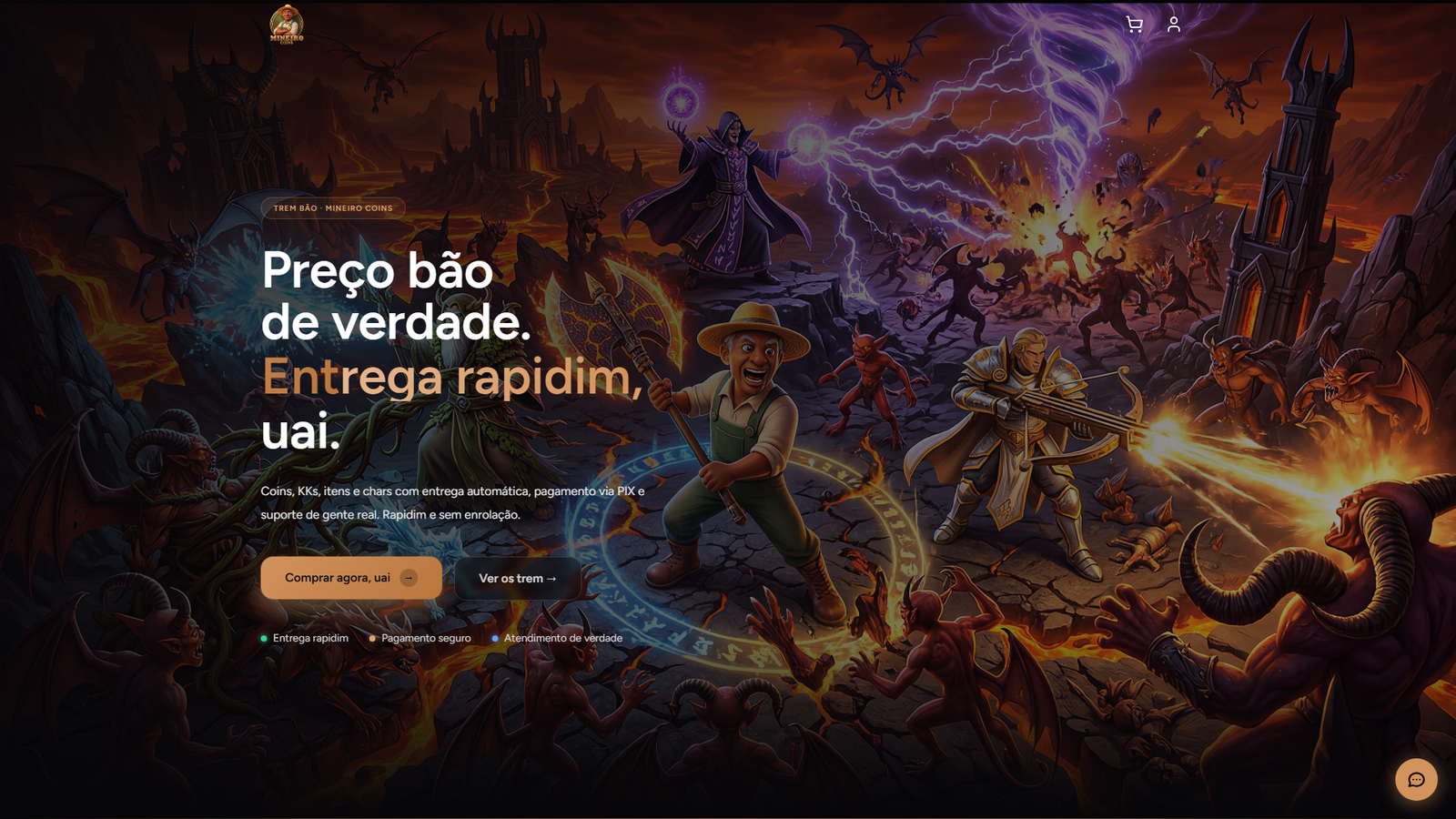 Landing page de loja virtual com pagamento via PIX